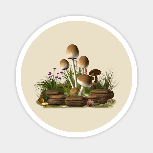 Mushroom with snail Magnet by Anonic